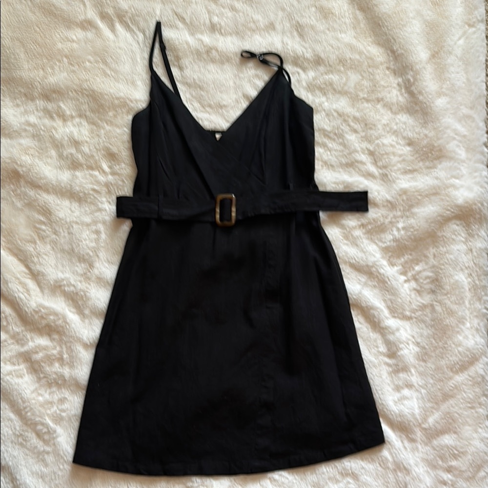 La Hearts Black Sheath Mini Dress Spaghetti Strap
